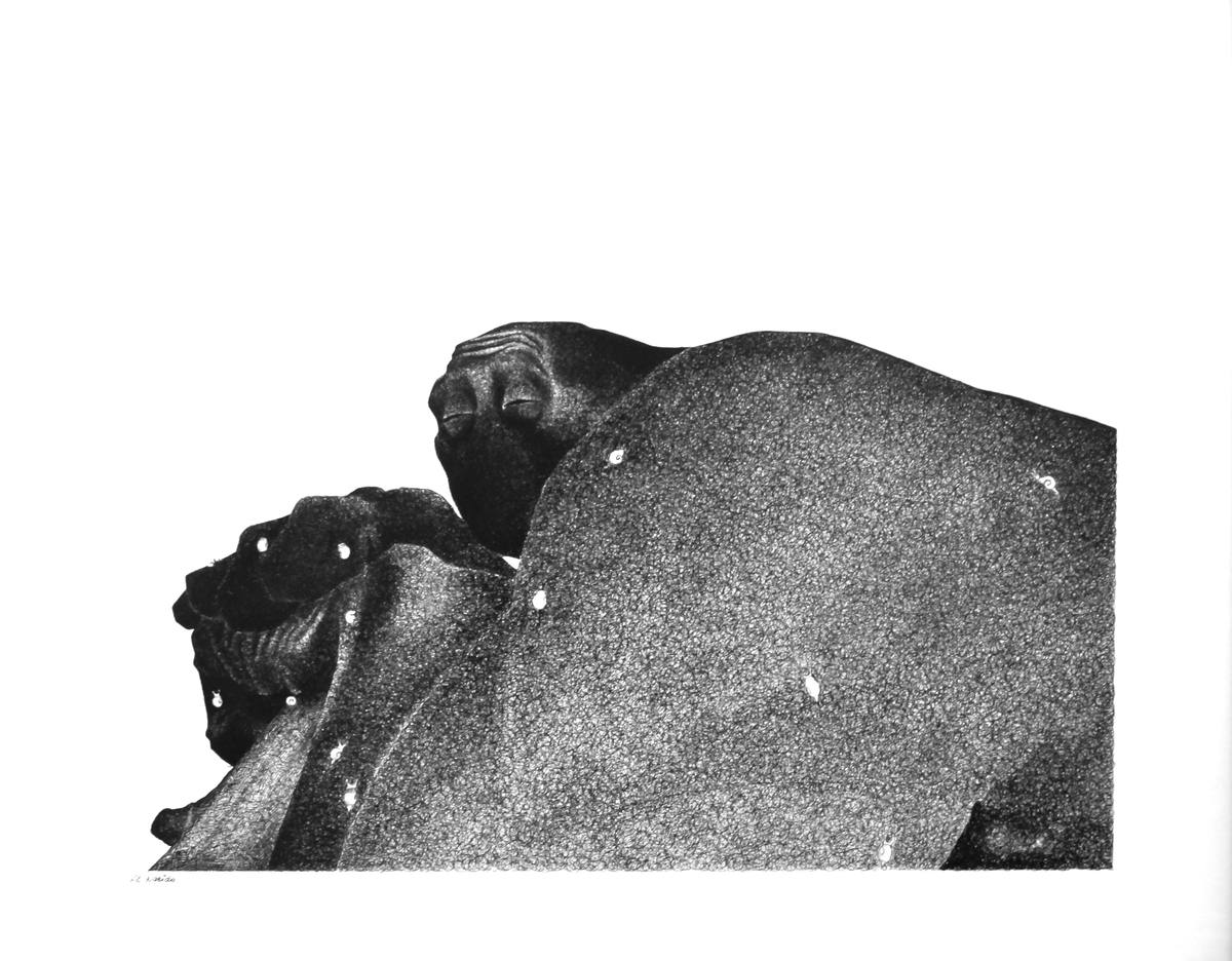 El Nacido (With Heavy Contemplations), ink drawing, 1975