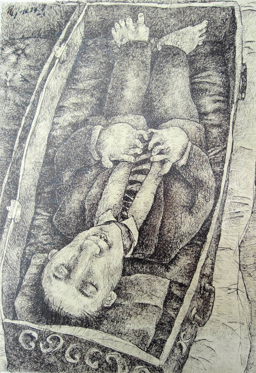 El Muerto, ink on acrylic sheet, 2003