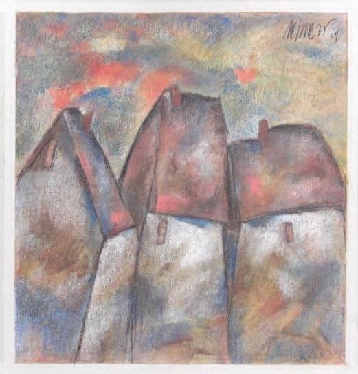 Rooftops, pastel on paper, 2009