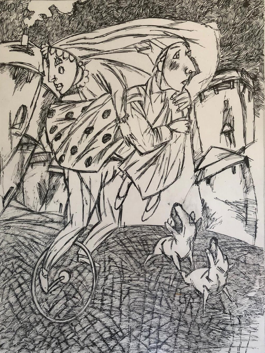 The Bride, ink on paper