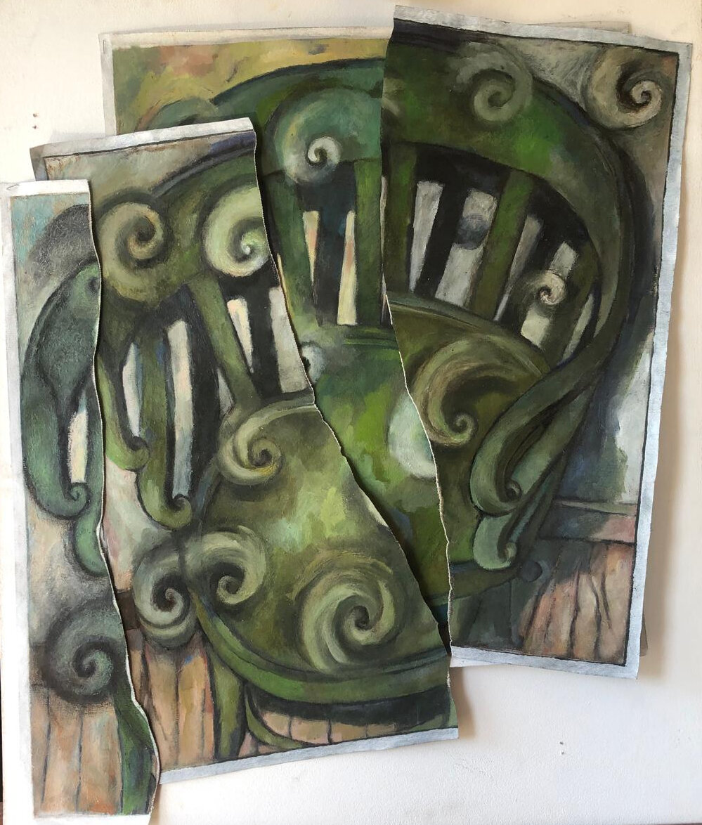 Green Chair, oil pastel on paper