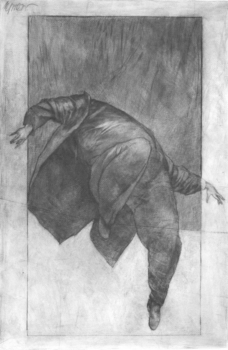 Falling, pencil on cotton rag paper, 2018