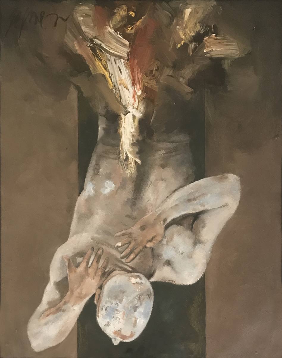 Falling III, acrylics and oil on cotton rag paper, 2018