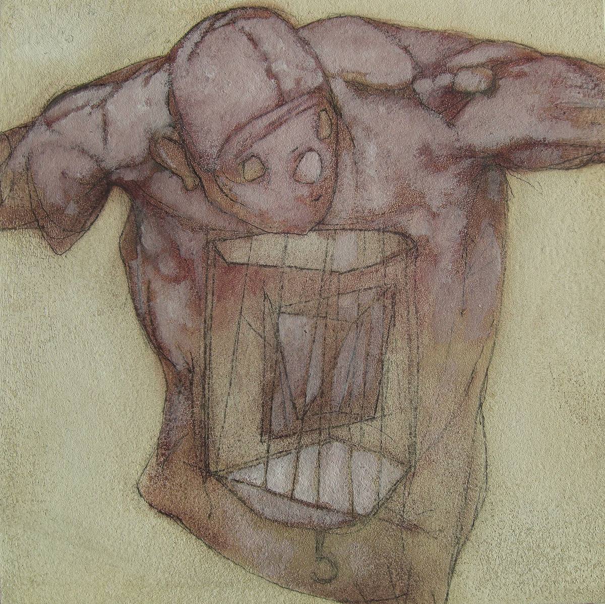 Holding the Hole, oil and pencil on MDF board, 2011