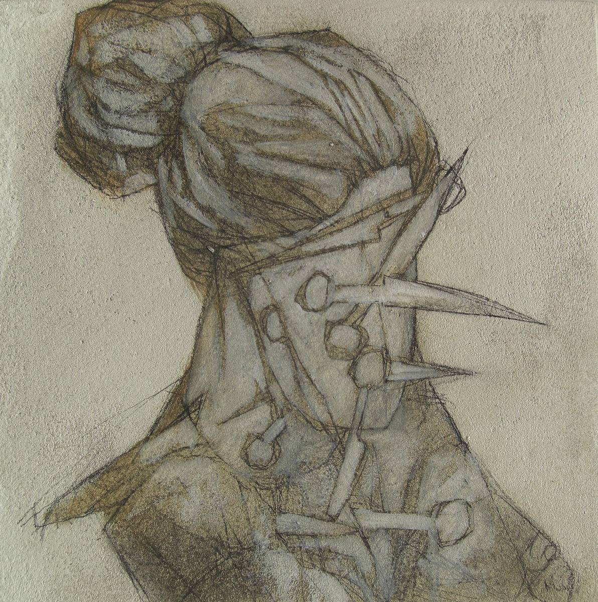 Scissors I, pencil and acrylic on MDF board, 2011