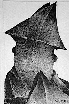 Untitled (Paper Hats I), ink drawing, 1991