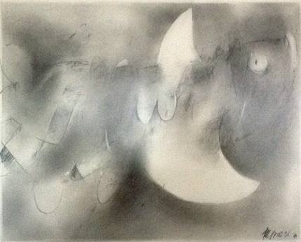 The Fish That Swallowed the Moon, relief and pencil on paper, 1991