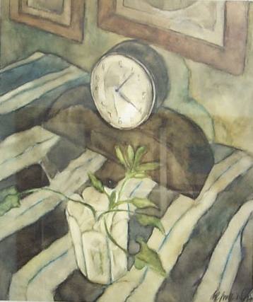 Cezanne's Marble Clock, oil on eggshell paper, 1997