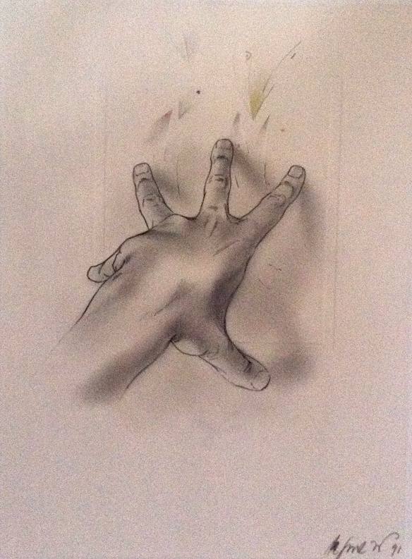 The Artist's Hand, pencil and watercolour on paper, 1991