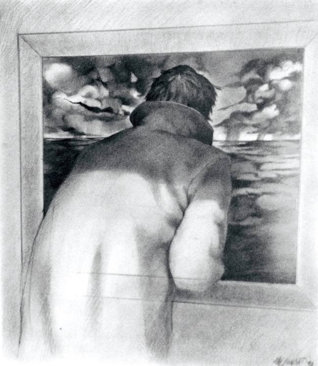 Peering In, pencil on paper, 1992