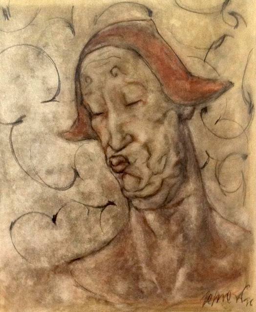 Mimes II (The Grimace Series, 2 of 4), oil on eggshell paper, 1996