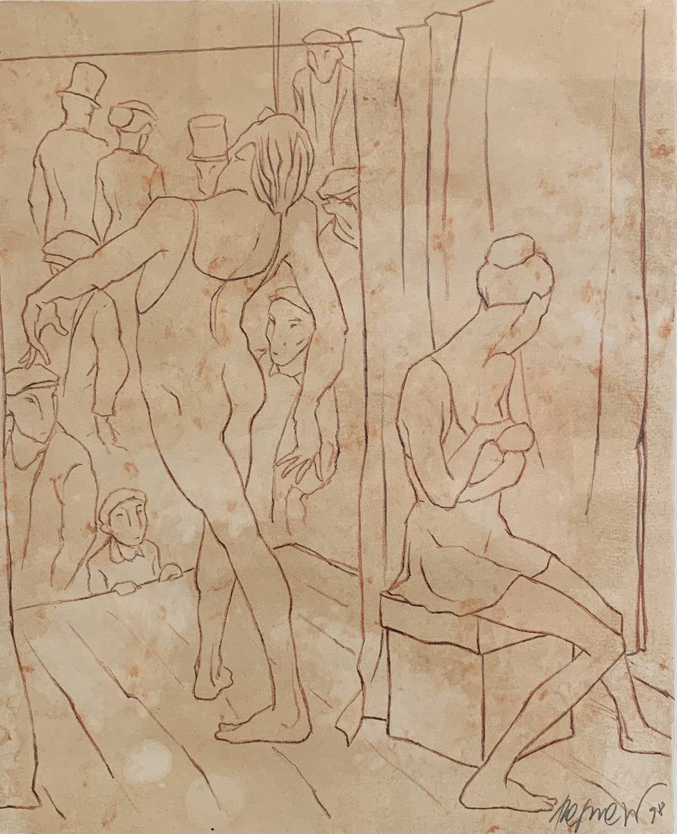 The Sword Juggler, Circus Series, sanguine stick on paper, 1998