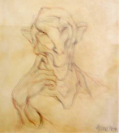 The Thinker, sanguine stick on paper, 1996